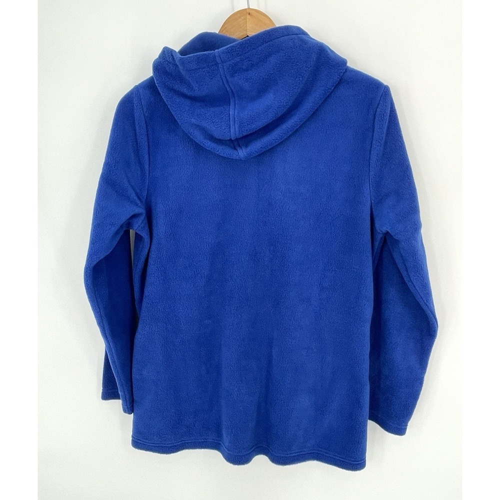 NWT Quacker Factory Blue Fleece Jacket Women's Size S Rhinestone Zipper Hoodie - Picture 10 of 11